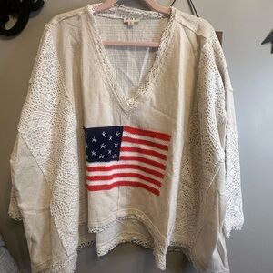 POL Cream Crochet Knit Top